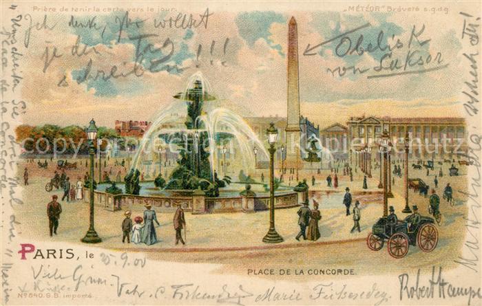 METEOR Hold to Light Nr. 640 Paris Place de la Concorde Litho
