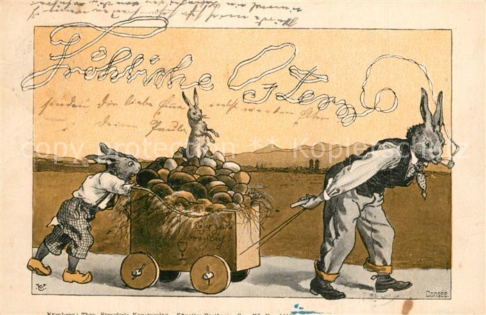 Vermenschlicht Hasen Ostern Pfeife Ostereier