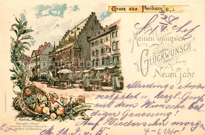 Liebich C. Freiburg im Breisgau Kaufhaus Litho Neujahr