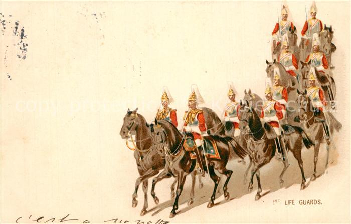 Leibgarde Wache First Life Guards Pferde Litho