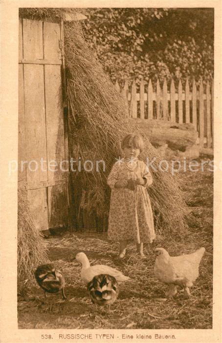 Typen Russland Kleine B?uerin Kind H?hner