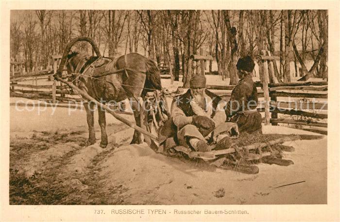 Typen Russland Russischer Bauernschlitten Pferdeschlit