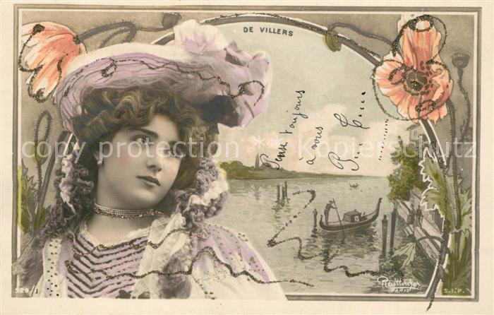 Foto Reutlinger Paris De Villers Frau Hutmode Mohnblumen