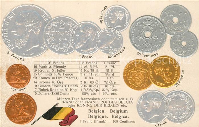 M?nze auf Ak Belgien