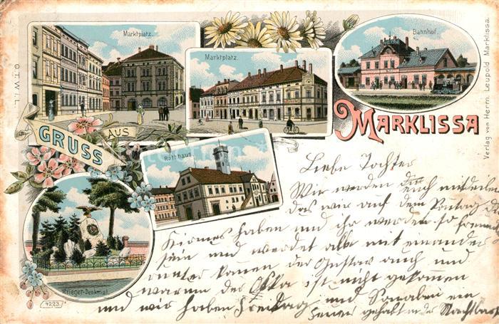 Marklissa Marktplatz Bahnhof Rathaus Kriegerdenkmal