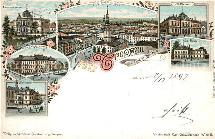 Troppau Sudetengau Postamt Schiesshaus Landesmuseum Theater