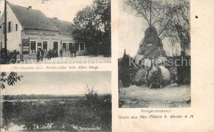 Ploetzin Kriegerdenkmal bei Werder Restaurant zum Reichsadler Otto Voigt