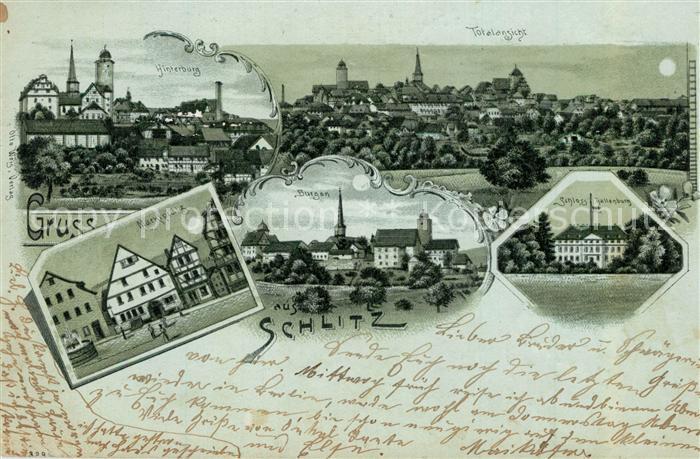 Schlitz Hessen Marktplatz Schloss Mondschein