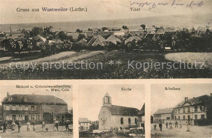 Wustweiler Panorama Baeckerei Colonialwarenhandlung Kirche Schulhaus