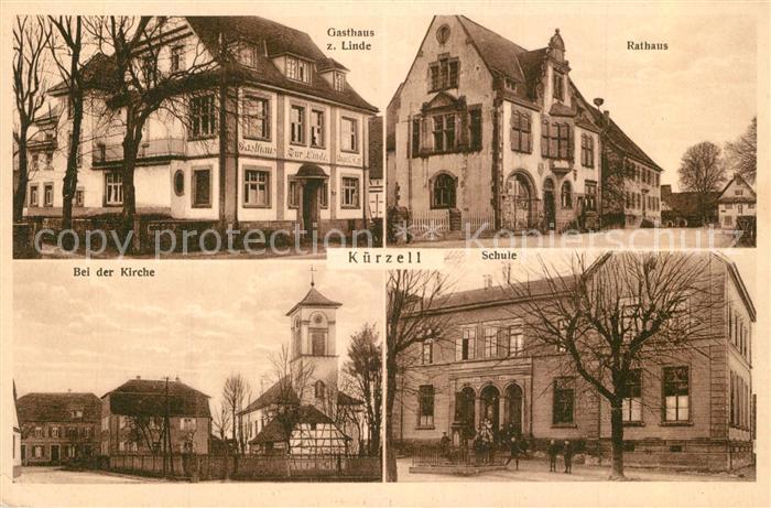 Kuerzell Gasthaus zur Linde Rathaus Kirche Schule