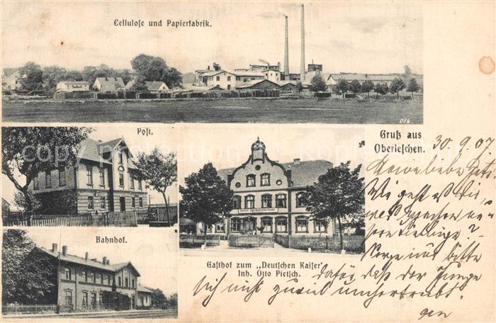 Breslau Niederschlesien Ober Leschen Cellulose Papierfabrik Post Bahnhof Gasthof