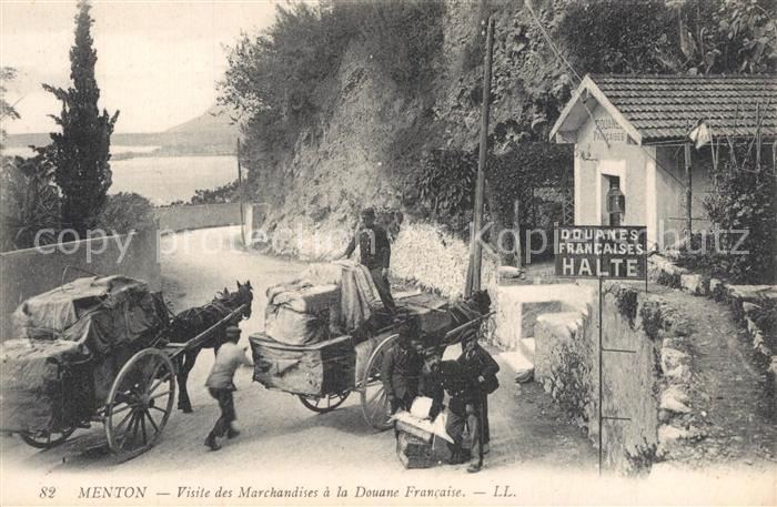 Menton Alpes Maritimes Visite des Marchandises a la Douane Francaise