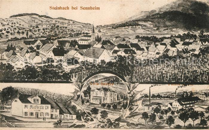 Steinbach Haut-Rhin Panorama Dorfschule Fabrik