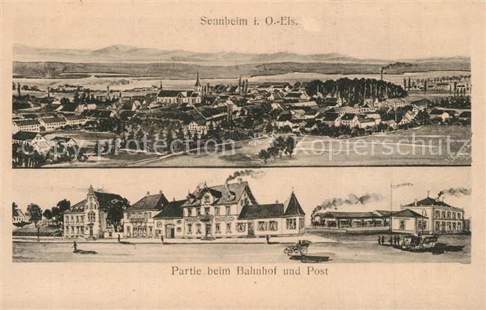 Sennheim Bahnhof Post Panorama