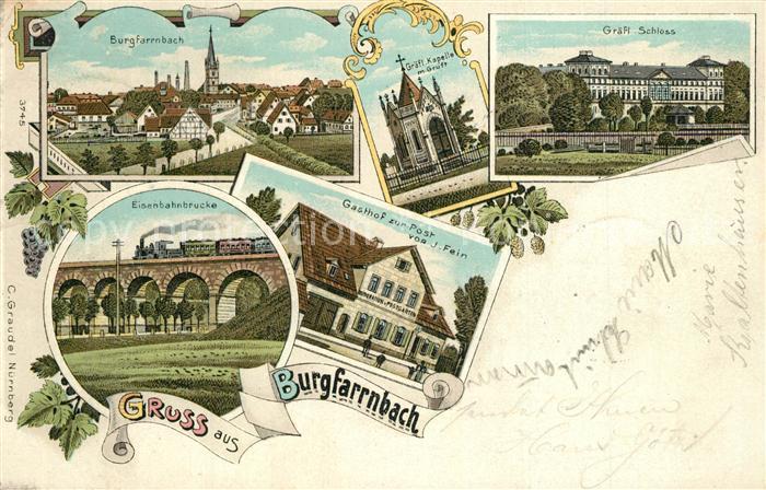 Burgfarrnbach Schloss Kapelle Gruft Eisenbahnbruecke Gasthof zur Post