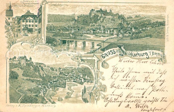 Harburg Landau Isar Marktplatz Rathaus Stadtpost Monumentalbrunnen