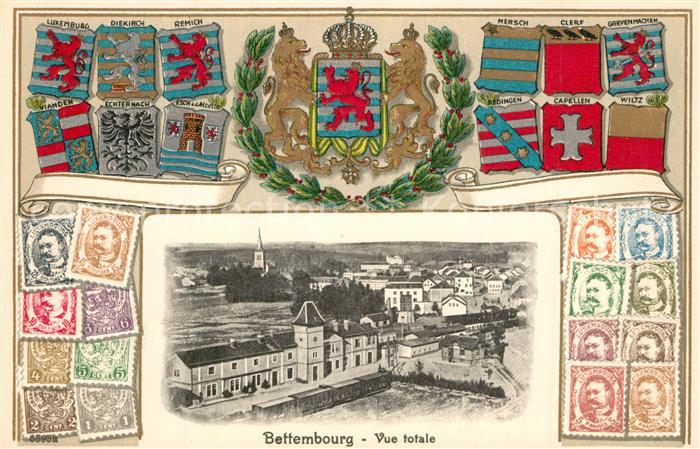 Bettembourg Panorama Wappen Briefmarken
