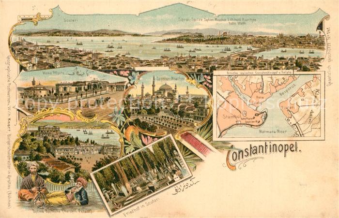 Constantinopel Istanbul Panorama Hohe Pforte Kaiserlicher Palast Friedhof