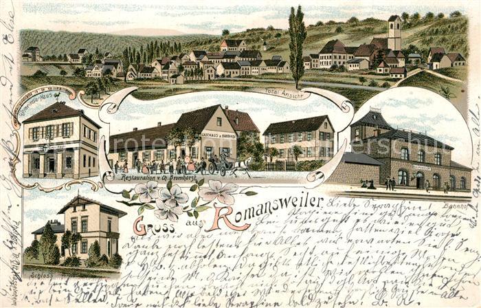 Romansweiler Panorama Schloss Gemeindehaus Gasthaus zum Bahnhof