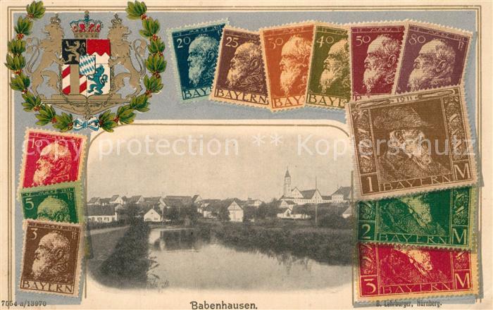 Babenhausen Schwaben Panorama Briefmarken Wappen
