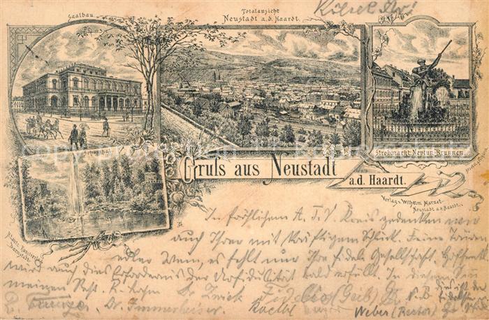 Neustadt Haardt Panorama Neptun Brunnen Strohmarkt Saalbau