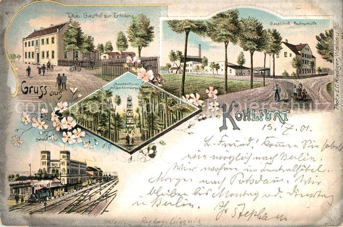 Kohlfurt Schlesien Tulkas Gasthof zur Erholung Bahnhof Glasfabrik Paulinenhuette