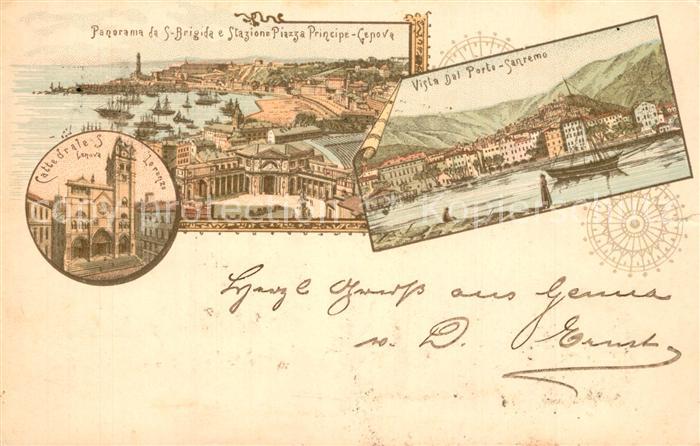 Sanremo Panorama Brigade e Stazione Piazza Principe Genova Cattedrale