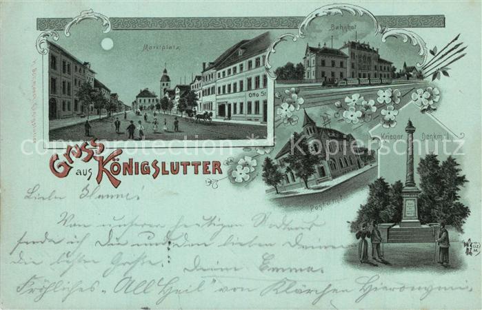 Koenigslutter Elm Marktplatz Kriegerdenkmal Mondschein