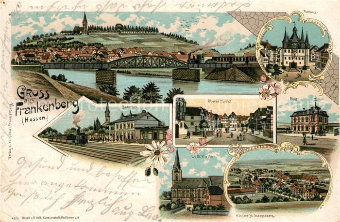 Frankenberg Eder Oberer Markt Post Rathaus Bahnhof Lutherische Kirche