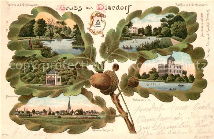 Dierdorf Schlosspark Eichenblatt Litho