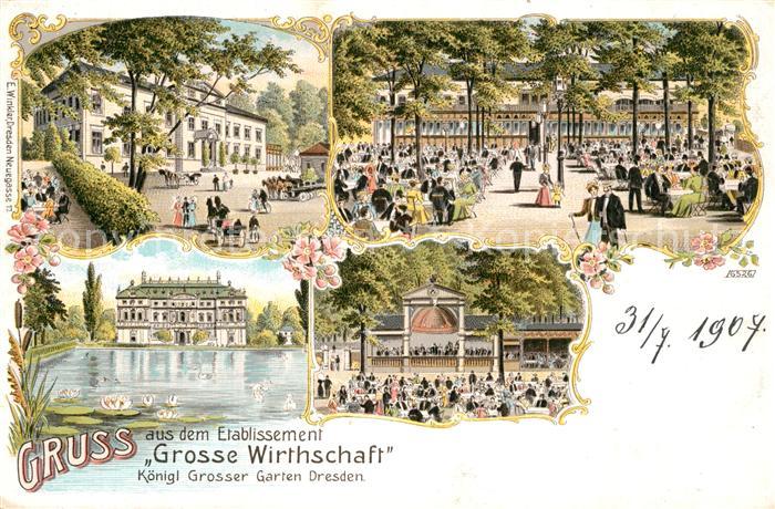 DRESDEN Elbe Etablissement Grosse Wirtschaft Koeniglich grosser Garten