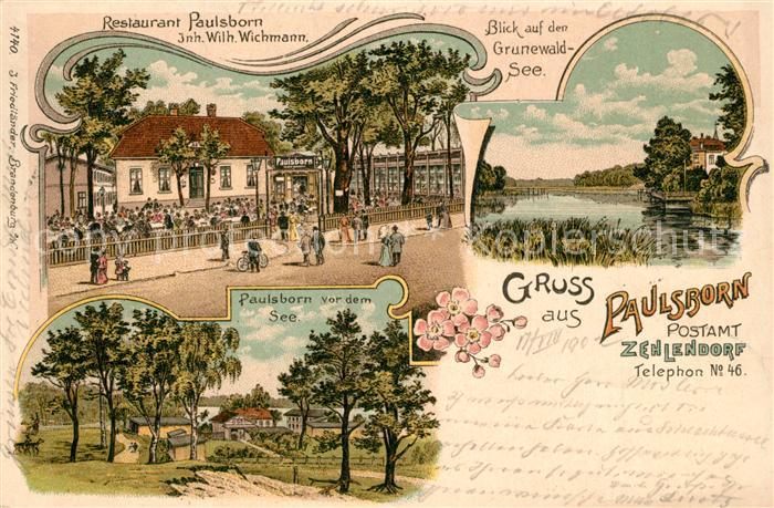Paulsborn Postamt Zehlendorf Restaurant Paulsborn Grunewaldsee See