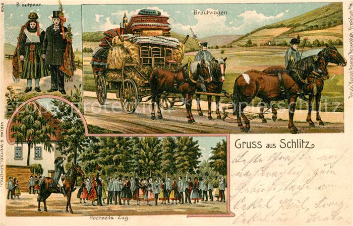 Schlitz Hessen Brautwagen Hochzeitszug Brautpaar