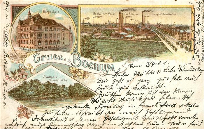Bochum Bergschule Bochumer Verein Bergbau Gussstahlfabrikation Stadtpark