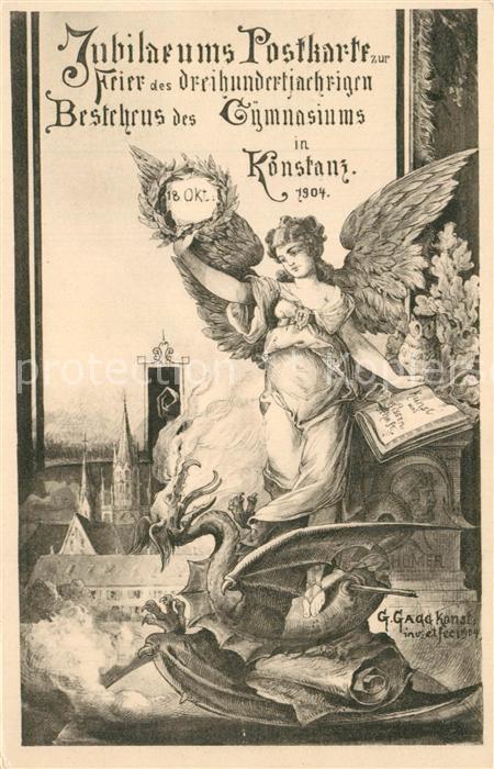 Konstanz Bodensee Jubilaeums Postkarte 300 Jahrfeier Gymnasium