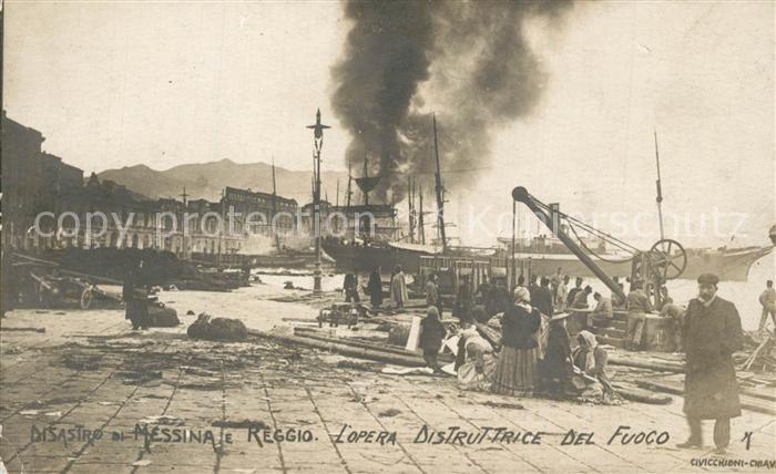 Messina Zerstoerung durch Feuer Wiederaufbau