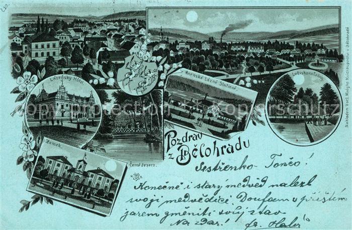 Belohradu Rathaus Hotel Panorama Mondschein