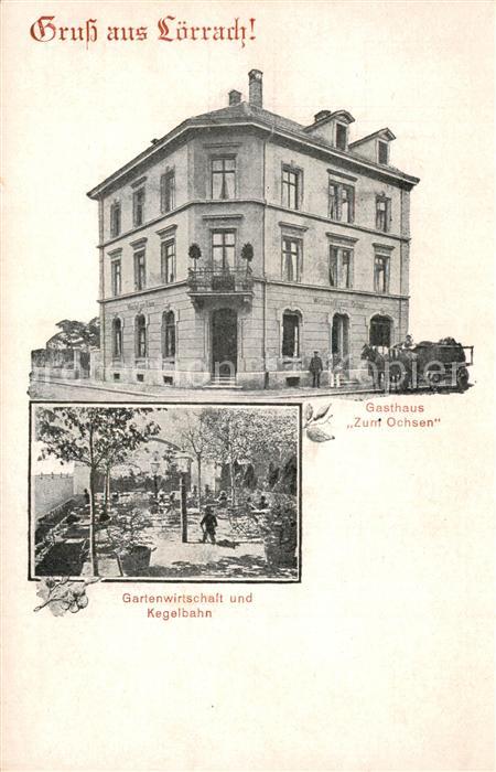 Loerrach Gasthaus zum Ochsen Gartenwirtschaft Kegelbahn