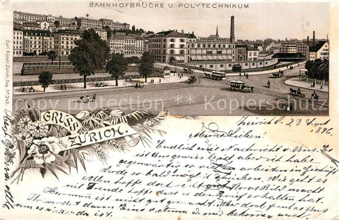 Zuerich ZH Bahnhofbruecke Polytechnikum Pferdebahn