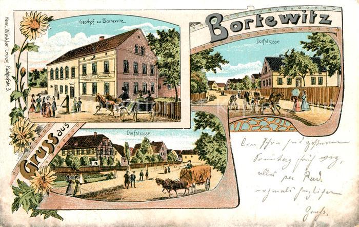 Bortewitz Gasthof Dorfstrasse Litho
