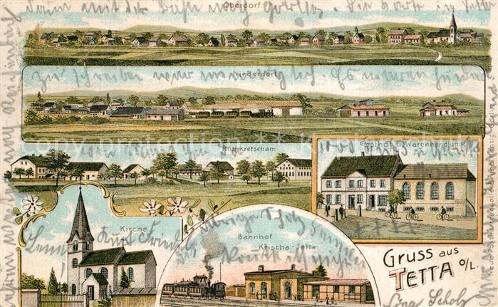 Tetta Oberlausitz Panorama Gasthof Warenhandlung Bahnhof Kirche Rothkretscham Li