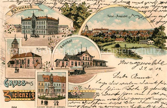 Zielenzig Sulecin Ostbrandenburg Rathaus Kirche Bahnhof Kaiser Wilhelm Denkmal T