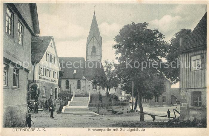 Ottendorf Gaildorf Partie an der Kirche mit Schulgebaeude