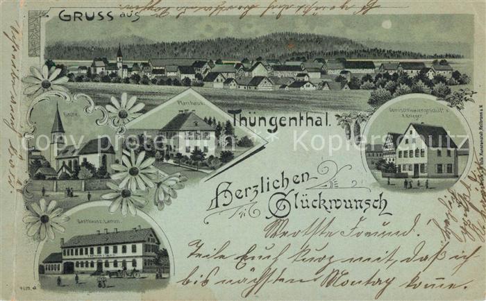 Tuengental Panorama Kirche Pfarrhaus Gasthof Warengeschaeft Litho
