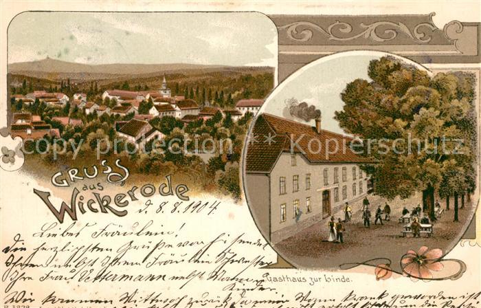 Wickerode Panorama Gasthaus zur Linde Litho