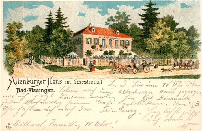 Bad Kissingen Altenburger Haus im Kaskadental Litho