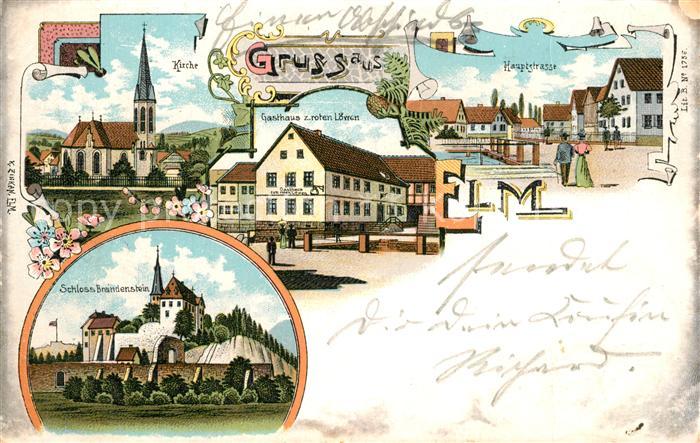 Elm Schluechtern Kirche Gasthaus Hauptstrasse Schloss Brandenstein Litho
