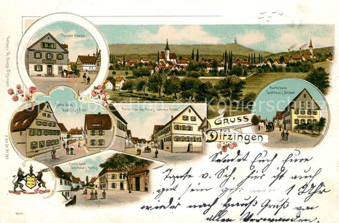 Ditzingen Panorama Gasthaeuser Litho