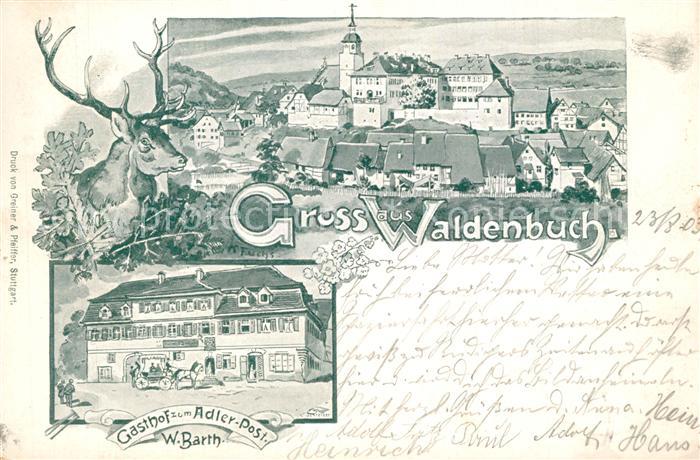 Waldenbuch Motiv mit Kirche Gasthaus Hirsch