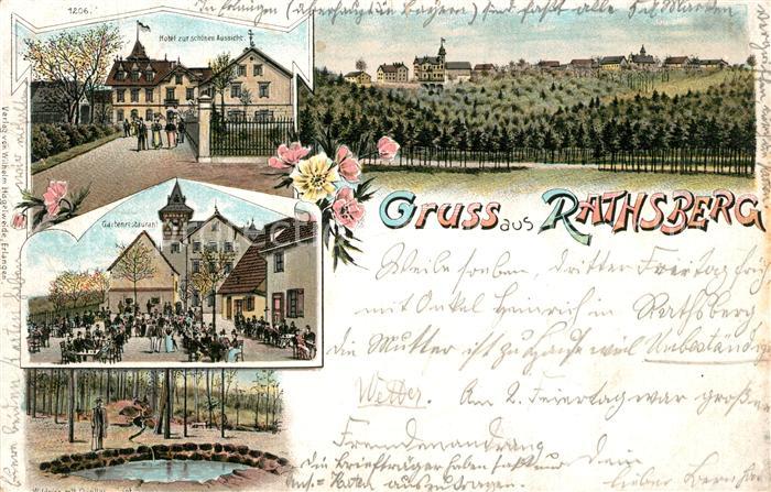 Rathsberg Panorama Hotel Gartenrestaurant Wildnis Quelle Koenigreich Bayern Lith